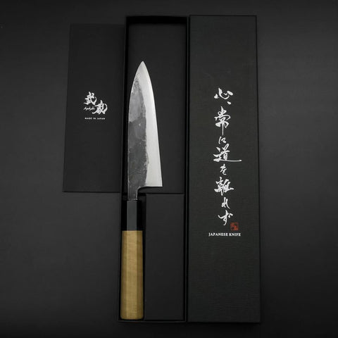 Sabaki Blue Steel #1 Kurouchi Manche en Buffle et Magnolia 150mm-[Musashi]-[Couteaux de cuisine japonais]
