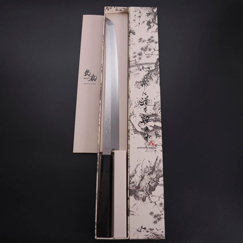 Sakimaru Takohiki Silver Steel #3 Kasumi Manche en Buffle et Ébène 300mm-[Musashi]-[Couteaux de cuisine japonais]
