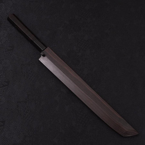 Sakimaru Takohiki White Steel #2 Lune-Fuji Eau Honyaki Manche en Buffle et Ébène 270mm-[Musashi]-[Couteaux de cuisine japonais]