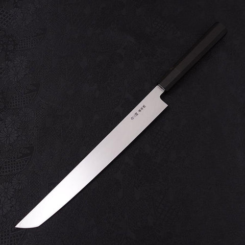 Sakimaru Takohiki White Steel #2 Lune-Fuji Eau Honyaki Manche en Buffle et Ébène 270mm-[Musashi]-[Couteaux de cuisine japonais]