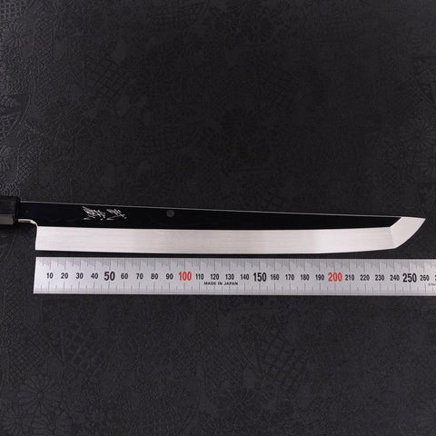 Sakimaru Takohiki White Steel #2 Lune-Fuji Eau Honyaki Manche en Buffle et Ébène 270mm-[Musashi]-[Couteaux de cuisine japonais]