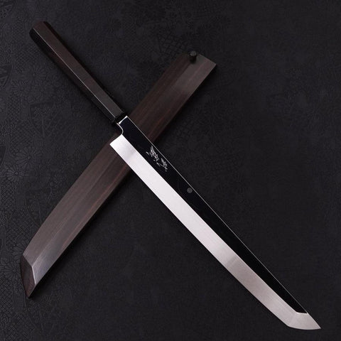 Sakimaru Takohiki White Steel #2 Lune-Fuji Eau Honyaki Manche en Buffle et Ébène 270mm-[Musashi]-[Couteaux de cuisine japonais]