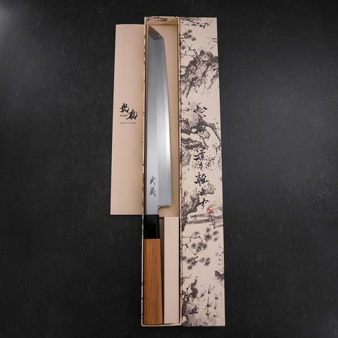 Sakimaru Takohiki White steel #2 Kasumi Manche en Buffle et Bois de Teck 300mm-[Musashi]-[Couteaux de cuisine japonais]