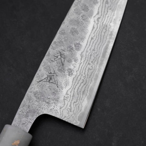 Santoku 440C Nashiji Damas Manche Océan Blanc Noir et Or 165mm-[Musashi]-[Couteaux de cuisine japonais]