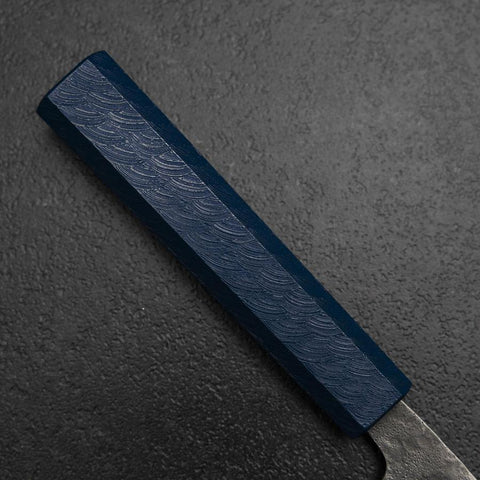 Santoku 440C Nashiji Damas Manche Urushi Bleu 165mm-[Musashi]-[Couteaux de cuisine japonais]