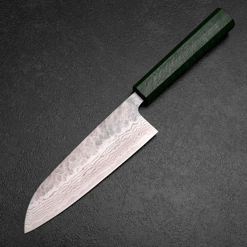 Santoku 440C Nashiji Damas Manche Urushi Vert 165mm-[Musashi]-[Couteaux de cuisine japonais]