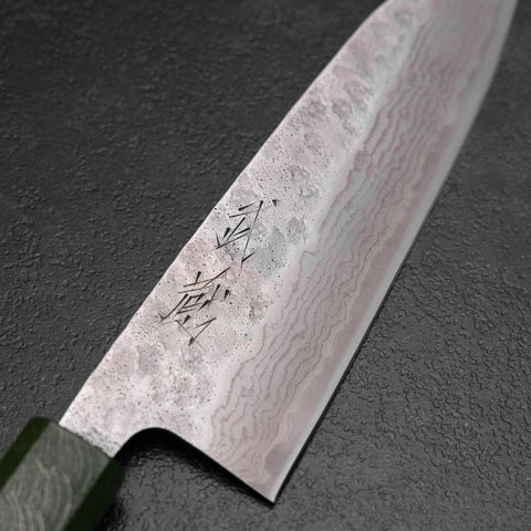 Santoku 440C Nashiji Damas Manche Urushi Vert 165mm-[Musashi]-[Couteaux de cuisine japonais]
