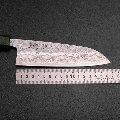 Santoku 440C Nashiji Damas Manche Urushi Vert 165mm-[Musashi]-[Couteaux de cuisine japonais]
