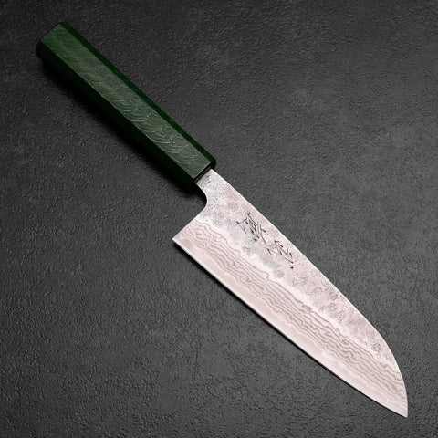 Santoku 440C Nashiji Damas Manche Urushi Vert 165mm-[Musashi]-[Couteaux de cuisine japonais]