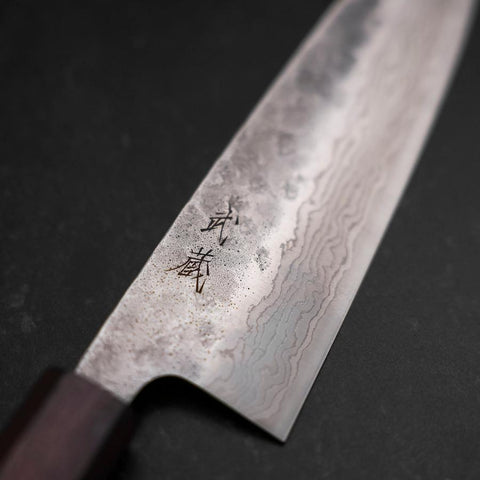 Santoku 440C Nashiji Damas Manche Urushi Violet 165mm-[Musashi]-[Couteaux de cuisine japonais]