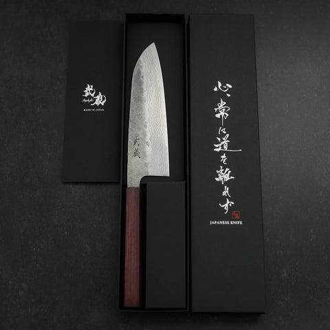 Santoku 440C Nashiji Damas Manche Urushi Violet 165mm-[Musashi]-[Couteaux de cuisine japonais]