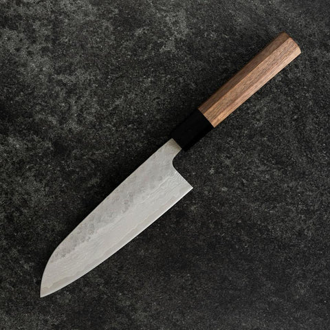 Santoku 440C Nashiji Damas Manche en Buffle et Noyer 165mm-[Musashi]-[Couteaux de cuisine japonais]