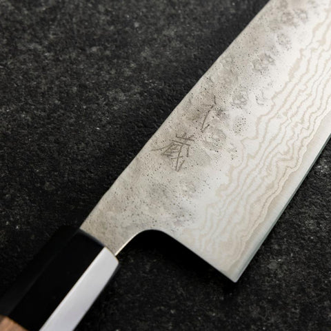 Santoku 440C Nashiji Damas Manche en Buffle et Noyer 165mm-[Musashi]-[Couteaux de cuisine japonais]