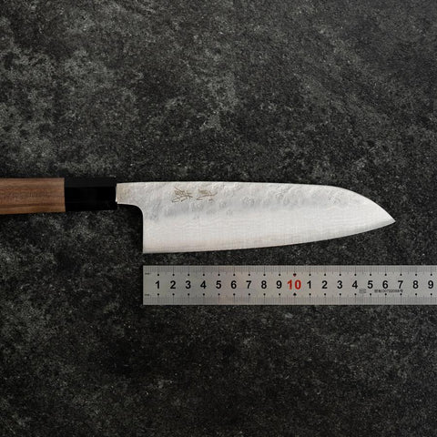 Santoku 440C Nashiji Damas Manche en Buffle et Noyer 165mm-[Musashi]-[Couteaux de cuisine japonais]