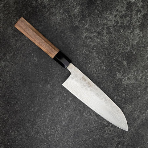 Santoku 440C Nashiji Damas Manche en Buffle et Noyer 165mm-[Musashi]-[Couteaux de cuisine japonais]