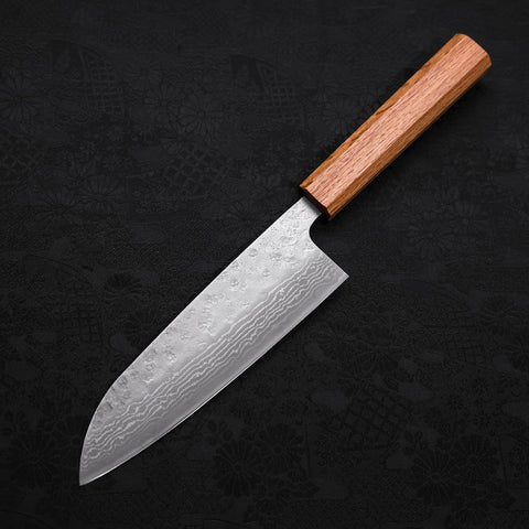 Santoku 440C Nashiji Damas Manche en Chêne 165mm-[Musashi]-[Couteaux de cuisine japonais]