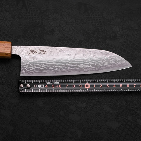Santoku 440C Nashiji Damas Manche en Chêne 165mm-[Musashi]-[Couteaux de cuisine japonais]