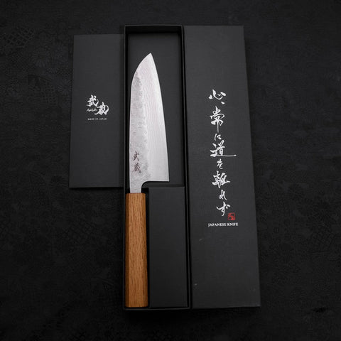 Santoku 440C Nashiji Damas Manche en Chêne 165mm-[Musashi]-[Couteaux de cuisine japonais]