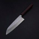 Santoku AUS-10 Miroir Tsuchime Damas Manche Urushi Pourpre 165mm-[Musashi]-[Couteaux de cuisine japonais]