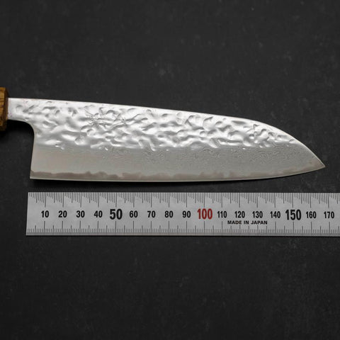 Santoku AUS-10 Miroir Tsuchime Damas Manche Yaki Urushi 165mm-[Musashi]-[Couteaux de cuisine japonais]