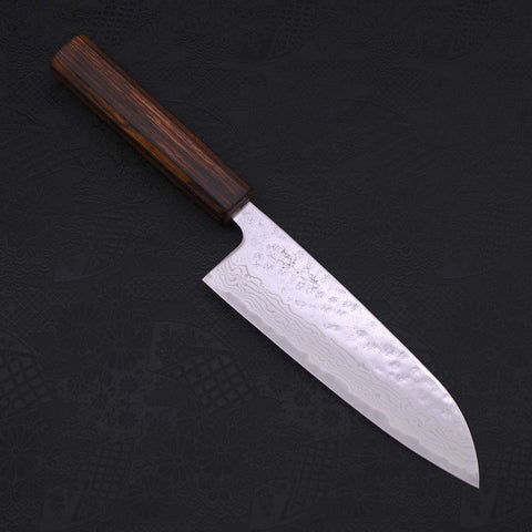 Santoku AUS-10 Nashiji Damas Manche Sumi Urushi 165mm-AUS-10-Damas-Japonais-[Musashi]-[Couteaux de cuisine japonais]