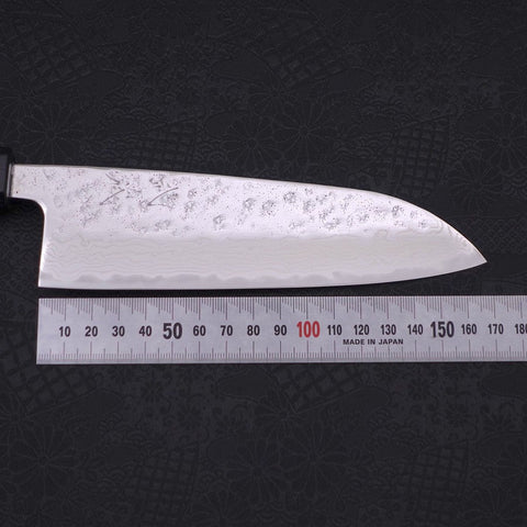 Santoku AUS-10 Nashiji Damas Manche Urushi Bleu Sombre 165mm-[Musashi]-[Couteaux de cuisine japonais]