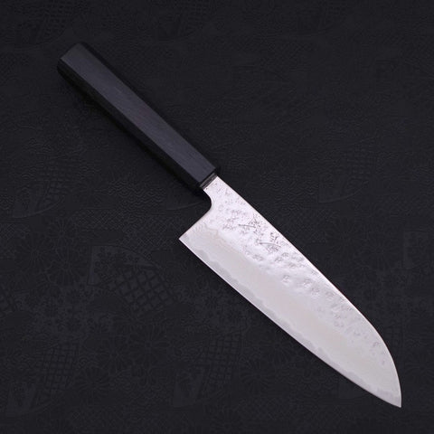 Santoku AUS-10 Nashiji Damas Manche Urushi Bleu Sombre 165mm-[Musashi]-[Couteaux de cuisine japonais]
