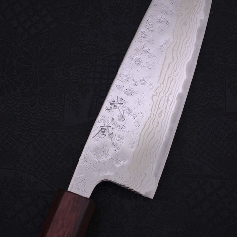 Santoku AUS-10 Nashiji Damas Manche Urushi Violet 165mm-[Musashi]-[Couteaux de cuisine japonais]