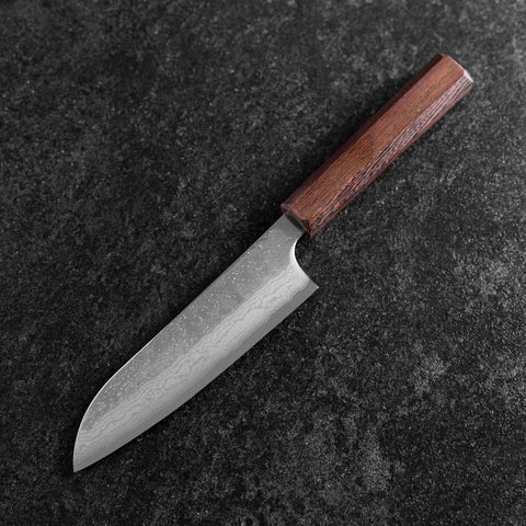 Santoku AUS-10 Nashiji Damas Manche en Bois de Wengé 165mm-[Musashi]-[Couteaux de cuisine japonais]