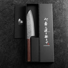 Santoku AUS-10 Nashiji Damas Manche en Bois de Wengé 165mm-[Musashi]-[Couteaux de cuisine japonais]