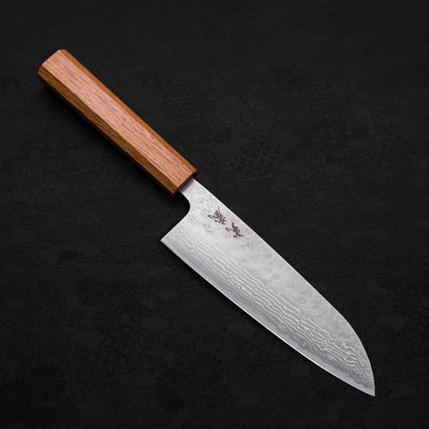 Santoku AUS-10 Nashiji Damas Manche en Chêne 165mm-[Musashi]-[Couteaux de cuisine japonais]