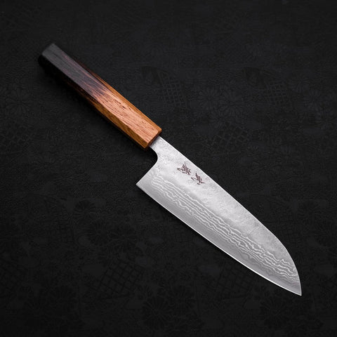 Santoku AUS-10 Nashiji Damas Manche en Yaki Urushi 165mm-[Musashi]-[Couteaux de cuisine japonais]