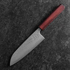 Santoku AUS-10 Nawame Damas Manche Urushi Pourpre 165mm-[Musashi]-[Couteaux de cuisine japonais]