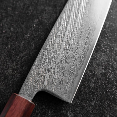 Santoku AUS-10 Nawame Damas Manche Urushi Pourpre 165mm-[Musashi]-[Couteaux de cuisine japonais]