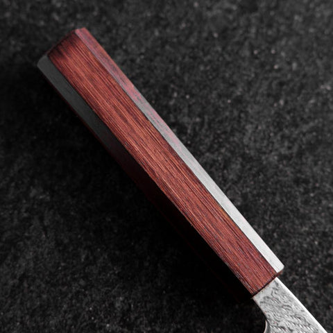 Santoku AUS-10 Nawame Damas Manche Urushi Pourpre 165mm-[Musashi]-[Couteaux de cuisine japonais]