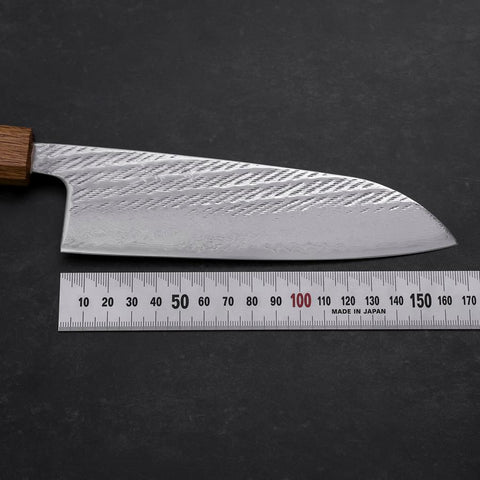 Santoku AUS-10 Nawame Damas Manche Yaki Urushi 165mm-[Musashi]-[Couteaux de cuisine japonais]