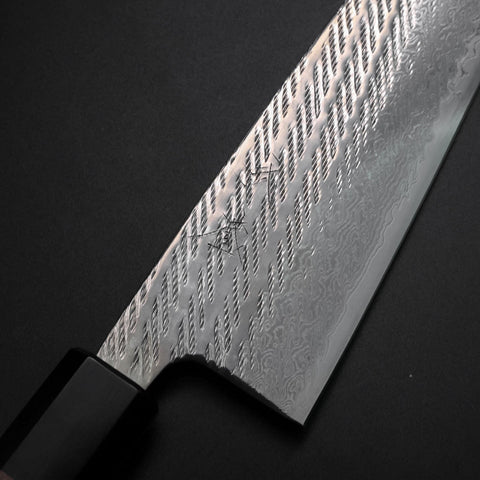 Santoku AUS-10 Nawame Damas Manche en Buffle et Noyer 165mm-[Musashi]-[Couteaux de cuisine japonais]