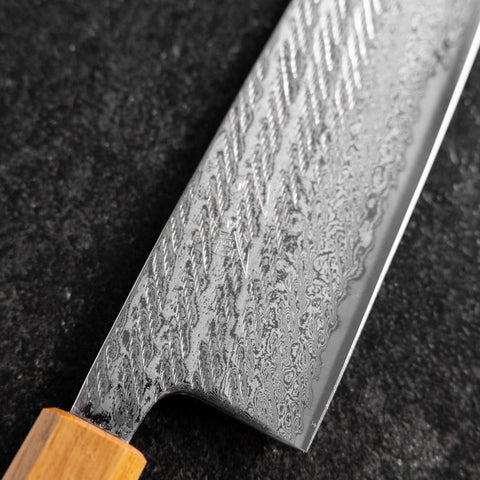Santoku AUS-10 Nawame Damas Manche en Chêne 165mm-[Musashi]-[Couteaux de cuisine japonais]