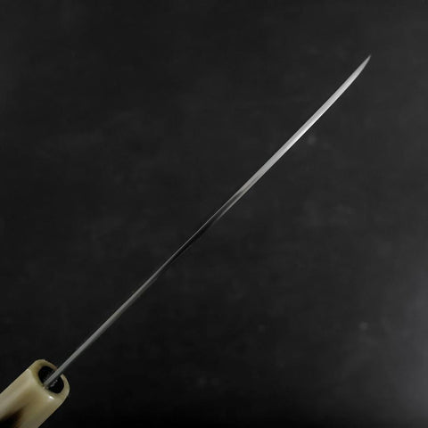 Santoku AUS-10 Nickel en Vagues Damas Manche en Buffle et Turquoise 170mm-[Musashi]-[Couteaux de cuisine japonais]