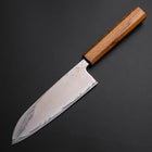 Santoku AUS-10 Nickel en Vagues Damas Manche en Chêne 165mm-[Musashi]-[Couteaux de cuisine japonais]