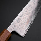 Santoku AUS-10 Nickel en Vagues Damas Manche en Chêne 165mm-[Musashi]-[Couteaux de cuisine japonais]