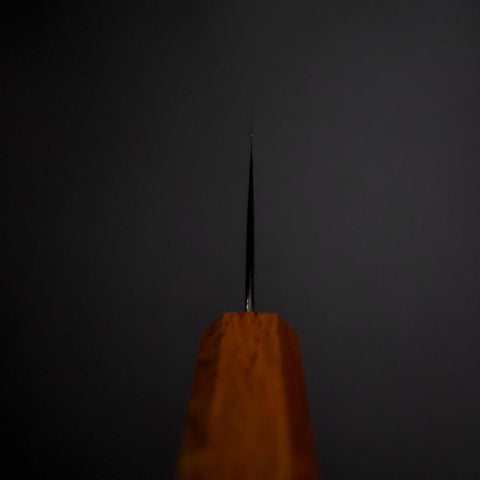 Santoku AUS-10 Nickel en Vagues Damas Manche en Chêne 165mm-[Musashi]-[Couteaux de cuisine japonais]