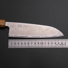 Santoku AUS-10 Nickel en Vagues Damas Manche en Chêne 165mm-[Musashi]-[Couteaux de cuisine japonais]