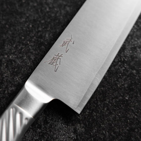 Santoku AUS-10 Poli Manche Inoxydable 165mm-[Musashi]-[Couteaux de cuisine japonais]