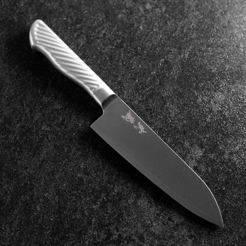 Santoku AUS-10 Poli Manche Inoxydable 165mm-[Musashi]-[Couteaux de cuisine japonais]