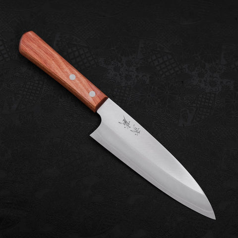 Santoku AUS-10 Poli Manche Occidental Marron 170mm-[Musashi]-[Couteaux de cuisine japonais]