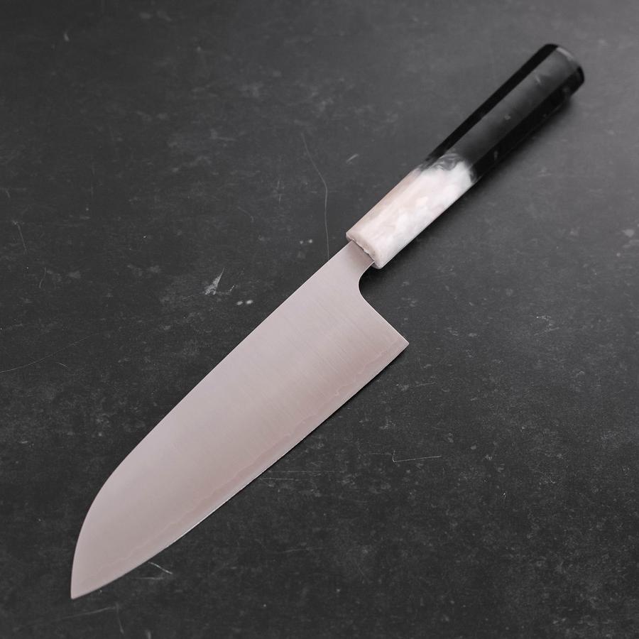 Santoku AUS-10 Poli Manche Océan Noir et Blanc 165mm-[Musashi]-[Couteaux de cuisine japonais]