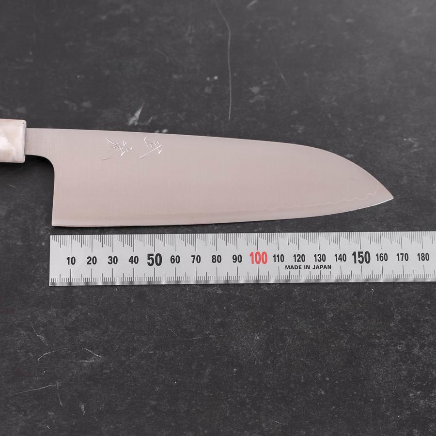 Santoku AUS-10 Poli Manche Océan Noir et Blanc 165mm-[Musashi]-[Couteaux de cuisine japonais]