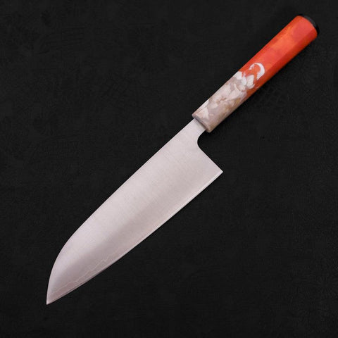 Santoku AUS-10 Poli Manche Océan Orange et Blanc 165mm-[Musashi]-[Couteaux de cuisine japonais]
