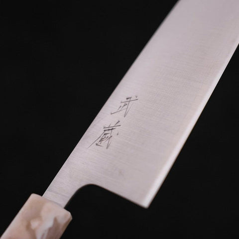 Santoku AUS-10 Poli Manche Océan Orange et Blanc 165mm-[Musashi]-[Couteaux de cuisine japonais]